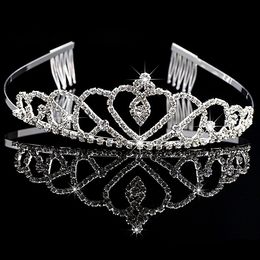 Girls Crowns With Rhinestones Wedding Jewellery Bridal Headpieces Birthday Party Performance Pageant Crystal Tiaras Wedding Accessories BW-T011