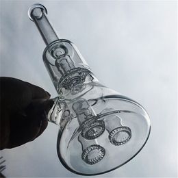 Bong Dab Rig Glass Bongs Bubbles Oil Rigs Clear Four Filters inside double layers smoking pipe with bowl ceramic nail Heady Hitman