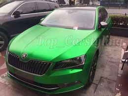 Matte Metallic Green Vinyl car wrap film For Car Vehicle styling With Air Release matt chrome Green Car sticker Foil size 1.52x20m roll