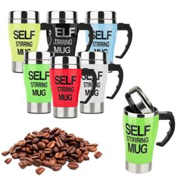6 Colours Stainless Steel Lazy Self Stirring Mug Auto Mixing Tea Milk Coffee Cup Office Home Gift