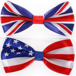 Fashion Bowtie American Flag necktie bow tie UK Union Jack British flag bowtie 6*12cm bowknot for Christmas gift neck tie