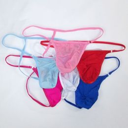 Mens Sexy G-String Thong Contoured Pouch with rings T420 stretchy Silky Soft Underwear nylon spandex