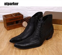 Fashion Japanes Style Fashion Man Boots Leather boots black pointed summer man hair stylist leather boots, EU38-46!
