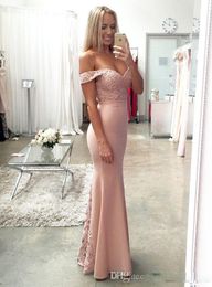 New Long Blush Pink Bridesmaid Dresses Cheap Sexy Mermaid Lace 2017 Formal Wedding Party Dresses/Evening Party Gowns