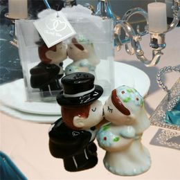 DHL Free Shipping 50sets Kissing Bride and Groom Salt and Pepper Shaker Set Magnetic Anniversary Wedding Gifts