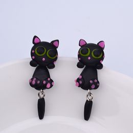 3d animal earrings UK - 3D Handmade Polymer Clay Lovely Cats Stud Earring For Women Girl Animal Earrings Jewelry ER713