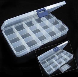 15 Slot Plastic Jewellery Adjustable Compartments Box Case Craft Organiser Storage Beads 17.5 x 10 x 2.4cm Free Shipping