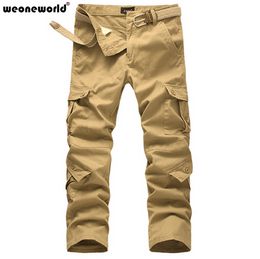 Wholesale-WEONEWORLD New 2016 Hot Sale Men Pants Fashion Casual Pants Men High Quality Cotton Mens Cargo Long Pants 4 Colours Size 30~40