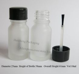 200/lot 10ml Frost Glass Nail polish bottle,1/3oz Glass Essential Oil Bottle With Brush Cap,Glass Container