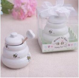 ceramic honey pots wedding Australia - Free Shipping 100 pcs Ceramic Meant to Bee Honey Jar Honey Pot Wedding favors   Baby shower favors
