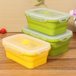 Lunch Box Collapsible Portable 1200ml Food Grade Silicone Bowl Bento Boxes Folding Food Storage Container Lunch Box Ecofriendly