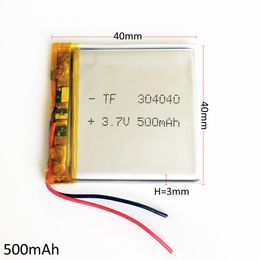 3.7V 500mAh 304040 Lithium Polymer Rechargeable Battery LiPo cells li-ion power For Mp3 headphone DVD GPS mobile phone Camera psp game Toys
