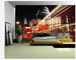 London street red bus mural 3d wallpaper 3d wall papers for tv backdrop