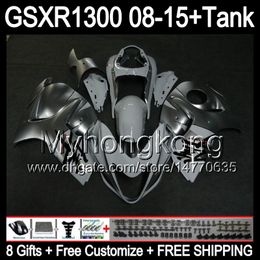 8gifts For SUZUKI Hayabusa GSXR1300 2008 2009 2010 2011 gloss white 14MY60 GSXR-1300 GSX R1300 GSXR 1300 2012 2013 2014 2015 silver Fairing