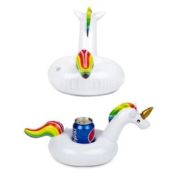 Newest rainbow horse pool drink holder new fashion inflatable rainbow unicorn drink cup holder hot for summer