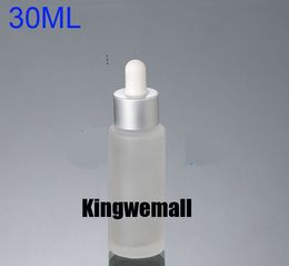 300pcs/lot Hot Sale Clear Liquid Packing Bottles Oil Frosted Glass Bottle Eye Dropper 30ml glass dropper bottle with silver lids