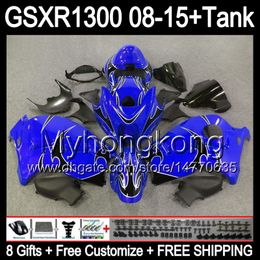 8gifts For SUZUKI Hayabusa GSXR1300 08 15 GSXR-1300 black flames 14MY90 GSXR 1300 GSX R1300 08 09 10 11 12 13 14 15 Fairing gloss blue Kit