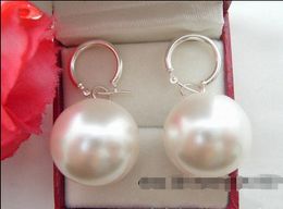 Nice Huge 20mm Round china south sea white shell pearl earring