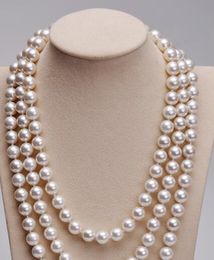 8 mm color pure white Natural pearls, nanyang shell pearl has Is round natural shell pearl has long women sweater chain necklace 120mm