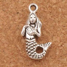 Antique Silver Mermaid Charms Pendants Jewellery DIY 100pcs/lot L164 22.4x10.3mm Jewellery Findings & Components HOT SELL