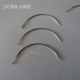 Wholesale-1 bag 144pcs 6CM C Shape Curved Needles Threader Sewing/Weaving Needles for Human Hair Extension Weft Weaving