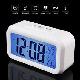 Fashion LED Alarm Clock Temperature Sounds Control LED display electronic desktop Digital table Blue Light