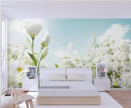 Custom any size Modern beautiful white flowers wallpaper mural 3d wallpaper 3d wall papers for tv backdrop