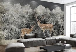 Nordic Beautiful Photo Wallpaper Murals Winter forest animal papel de parede 3d Modern Simplicity TV Backdrop