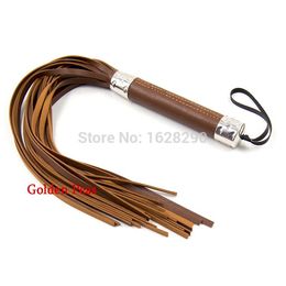 Deluxe Handle Sex Whip PU Leather Flogger, Spanking Tassel Paddle Adult Flirting Sex Products, BDSM Knout Sex Toys For Couples q0511