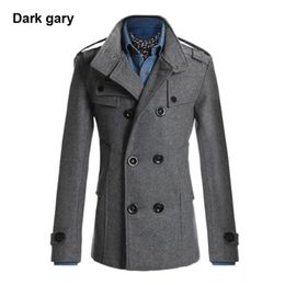 Wholesale- Spring Autumn Men's Woollen Coats Casual Overcoat Fashion Wool coat men Windbreaker jacket Peacoat casaco sobretudo masculino