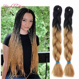 two tone black brown JUMBO BRAIDS HAIR tresse cheveux 24inch jumbo braiding ombre box braids hair curly kanekalon crochet synthetic hair