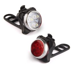 Lighting Rechargeable Headlight Taillight Combinations,Includes Front and Rear Bicycle Light Set, Bike Lights,2 USB Cables,4 Modes, 350lm,Water