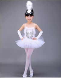 5 pcs New children ballet skirt performance costumes Little Swan dance sequins performance costume skirt with headset gloves set