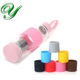 Plastic water bottle cover 65mm silicone sleeves for thermos cup non-slip travel glass sports bottles holder vacuum flask mat coasters drinkware handle