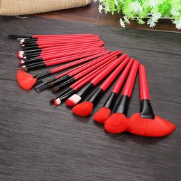 Superior 24pcs Makeup Brushes Kit Pincel Maquiagem Soft Full Application +Pu Leather Bag Deep Red Make Up Brushes Combination