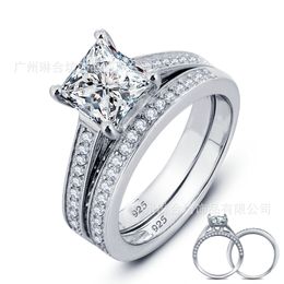 wedding rings cuts UK - New! Real 925 Sterling Silver Ring Set for Women Princess Cut Wedding Ring Sets Jewelry N60