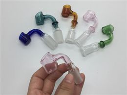 Colorful Glass trough domeless nails oil rig banger 14mm/18mm male female 90 degree joint Glass banger nail bowl fit oil rigs glass bongs