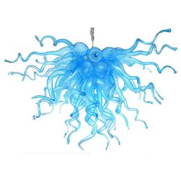 Pretty Blue Murano Lamp Chandelier Light Modern Art Deco Hand Blown Glass AC 110V 220V LED Bulbs Chihuly Style Italy Designed Chandeliers