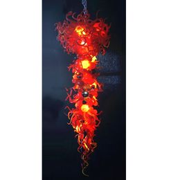 Hotel Art Red Long Lamps LED Light Style Chandeliers Murano Glass Hand Blown Glass Chandelier Lightings