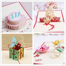 4-Styles Packed birthday party supplies birthday gift greeting cards kids party Favours 3D birthday pop up cards greeting card