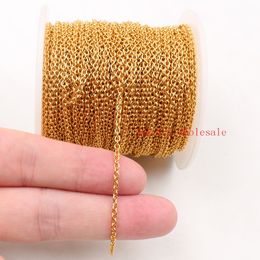 lOTS 10meter/ lot wholesale in bulk Jewellery Finding Chain Gold Stainless Steel thin 1.5mm/1.8mm Smooth Link Rolo Chain JEWLERY