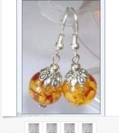 Tibetan Silver Jewelry Handmade amber Earrings