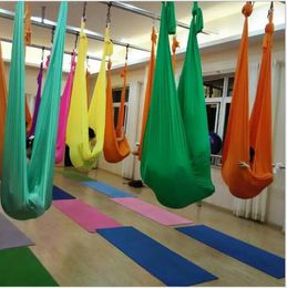 2 81m aerial yoga hammock yoga stretching stipes belts anti gravity yoga swing bed training fitness inversion swing strap