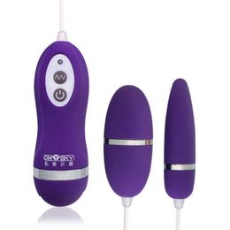Silent Waterproof Wired 10 Speed Double Vibrating Jump Eggs Vibrator Massager Sex Toys Vaginal Anal Women Masturbation Orgasm 17407