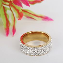 UPDATE Crystal rows Ring band finger Silver Gold Stainless Steel Rings for Women Men Wedding fashion jewelry will and sandy