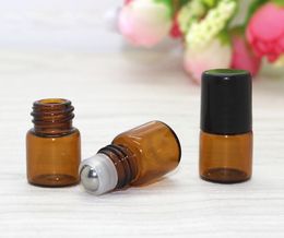 Good Quality 3000pcs 1ml 2ml 3ml Empty Amber Glass Bottles Roll On Glass Bottles With Stainless Steel Ball For Perfume Essential Oil DHL