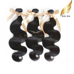 100% Malaysian virgin human hair 3pcs/lot body wave hair extensions Double Weft HairWeaves Bellahair