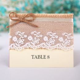 Retro Table Name Place Cards Linen Lace Wedding Party Favour DecorBirthday Party Gifts Centrepieces Accessories Baby Shower