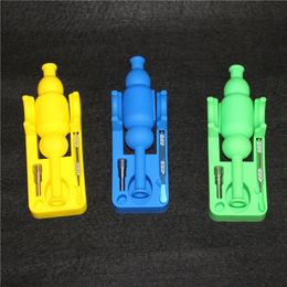 14 colors hookah Silicon nectar glass bong with titanium nails 10mm male silicone Rig water pipe dab rigs DHL