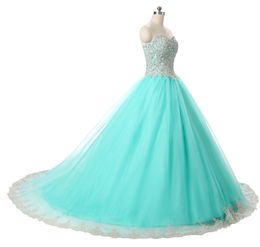 Newest Mint Blue Quinceanera Dresses 2019 Applqiues Beads Sweet 16 Prom Pageant Debutante Formal Evening Prom Party Gown AL56